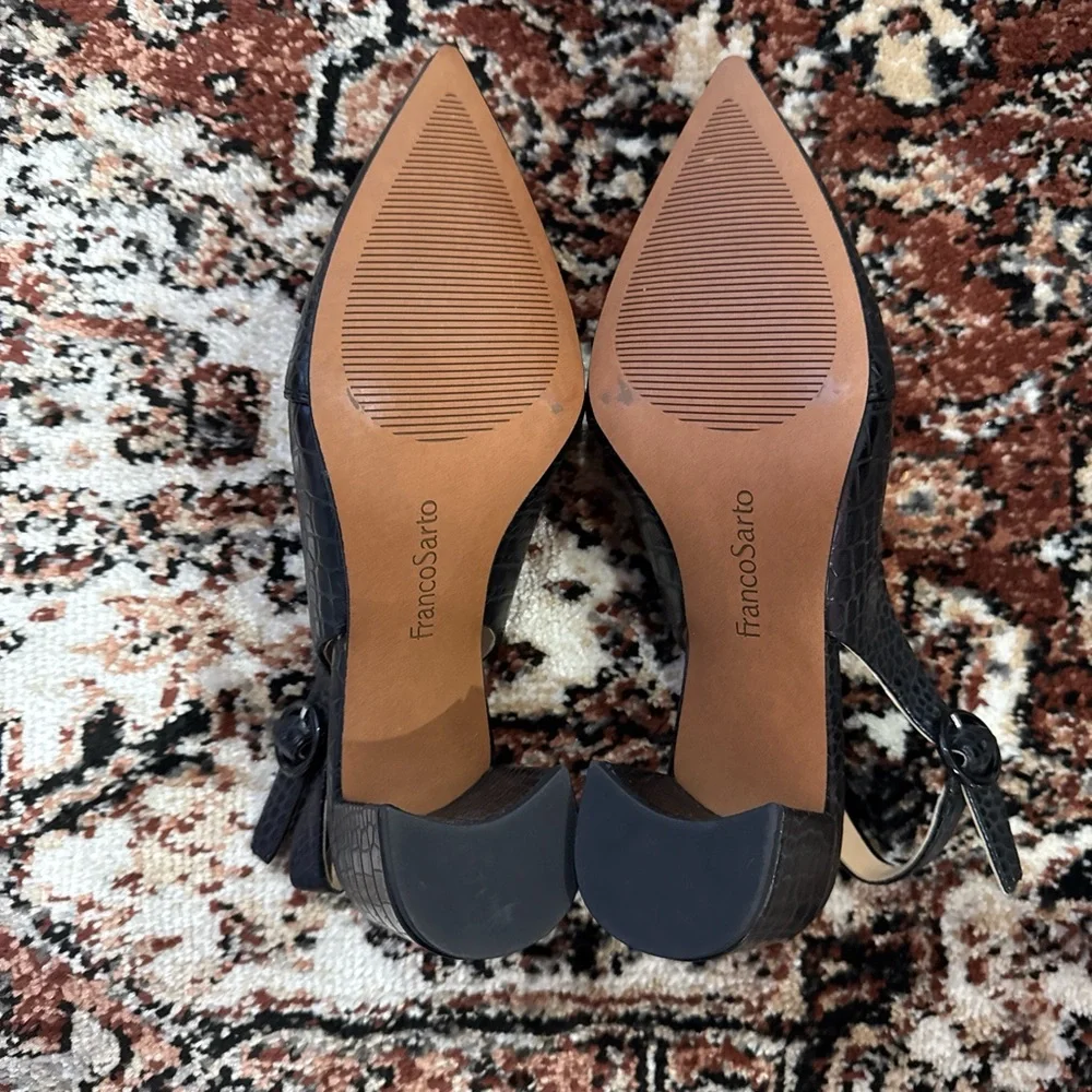 Franco Sarto Black Croc-Embossed Heels - Picture 5 of 5